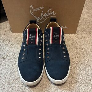 Christian Louboutin Men's Blue Studded Sneakers